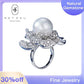 240 [BETXEU] 925 Peony flower freshwater pearl ring