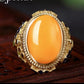 273【BETXEU】S925 Natural handmade beeswax Yellow ring