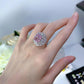 313 【BETXEU】High-Quality Pink Blossom Lab-Grown stone S925 Silver Ring