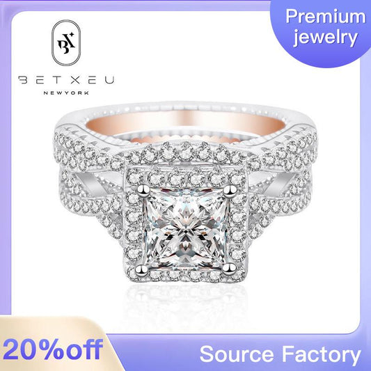 [BETXUE B46] city wall S925 8A zircon Ring city