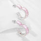 104【BETXEU】S925 Heart-shaped Earrings for Women  Rectangular Pink Zircon