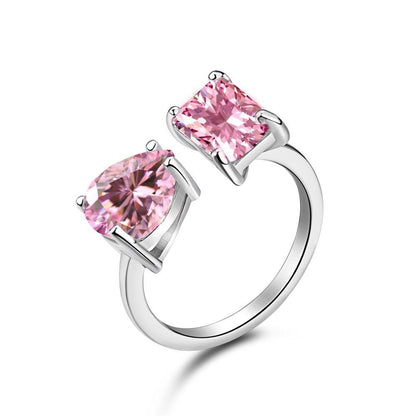 11 [BETXEU JEWELRY W]  High carbon Ring pink collection Engagement ring S925