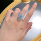 76【BETXEU】2023 New 925 Silver 4 Carat Pear-Shaped Teardrop 8*12 Aquamarine High Carbon Ring