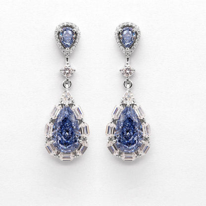 255 [BETXEU]  Eye of the Alps S925 Pear Shape blue ring /earring