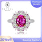 190【BETXEU】S925 Elegant pink flower ring high carbon