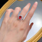 309[BETXUE]S925 Silver Pigeon Blood Red Ring with Cluster Setting