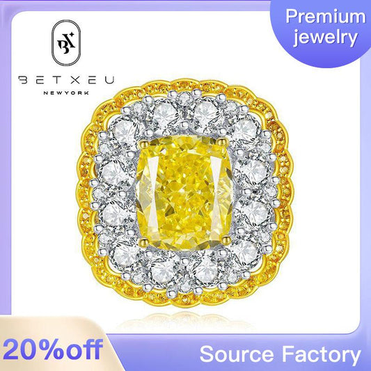 373【BETXEU】Golden Citrine Radiance S925 YELLOW STONE  Ring