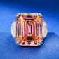 374【BETXEU】Rosy Cheeks Rectangular 15 Carat Sunset Orange-Pink Asher Cut Gemstone S925 Silver ring