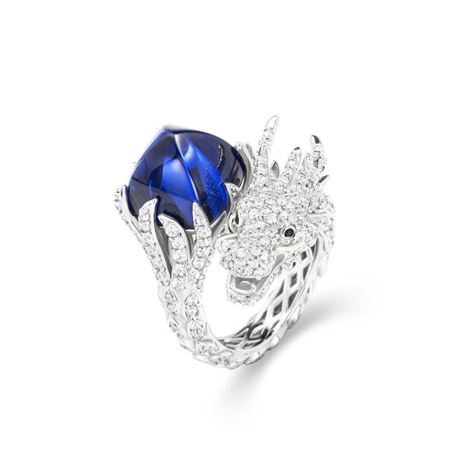 200 [BETXEU ] 925 High Carbon Diamond Royal Blue Baolong Ring