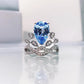 77【BETXEU】 2023 New Crown Ring 8*12 Aquamarine Cubic Zirconia Ring