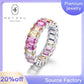 225 [BETXEU] S925 single row inlaid colorful rainbow ring