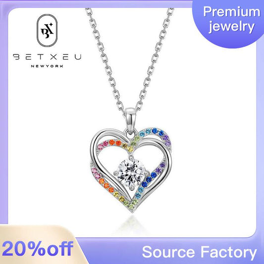 226 [BETXEU] S925 silver Rainbow love pendant necklace