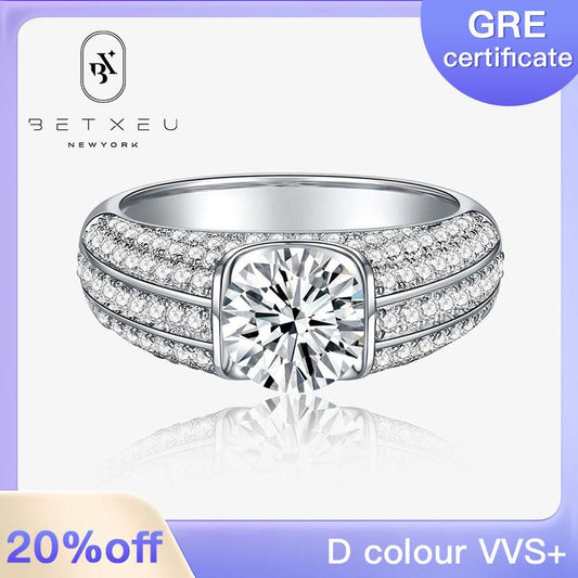 70【BETXEU】D Color 1 Carat/2 Carat moissanite man Ring