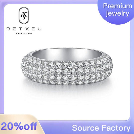 110 BETXEU Hip-Hop Full stone Ring Unisex Medium-Sized ring