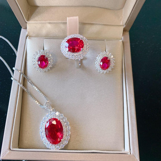 403  [BETXEU JEWELRY] Red Rose Waltz S925 Set