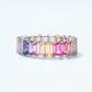 225 [BETXEU] S925 single row inlaid colorful rainbow ring