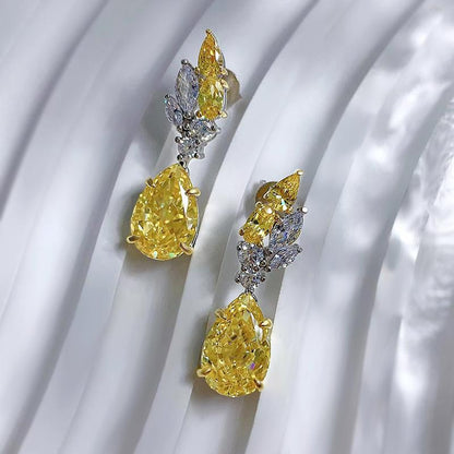 172【BETXEU】S925 Yellow pear earrings