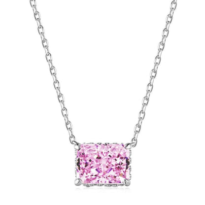 BETXEU】 S925 Ice flower cutting high carbon square necklace