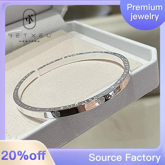 314【BETXEU】Rose Flower Bracelet Solid 999.9 19g silver Valentine's Day Gift