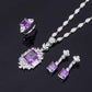 122【BETXEU】Purple set S925 Earrings/ring/necklace high carbon Daily