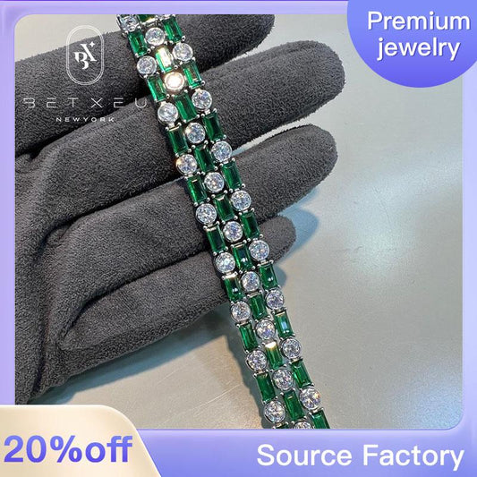 229 [BETXEU] 925 silver green high carbon bracelet