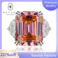 374【BETXEU】Rosy Cheeks Rectangular 15 Carat Sunset Orange-Pink Asher Cut Gemstone S925 Silver ring