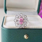 310[BETXUE]S925 Silver Imitation Fireworks Paparacha Oval Pink Ring for Women