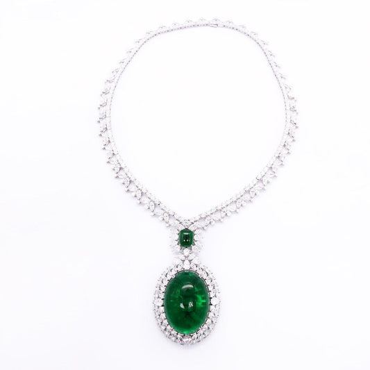 259 [BETXEU] S925 Green Vintage Style Inlay Necklace