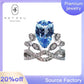 77【BETXEU】 2023 New Crown Ring 8*12 Aquamarine Cubic Zirconia Ring