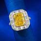 73【BETXEU】2023 S925 Silver 4 Carat Rectangular Fancy Yellow Ice Flower Cut 8*10 High-Carbon RING