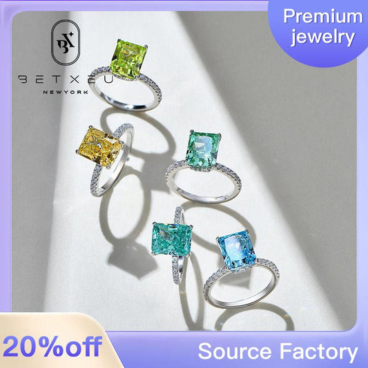 37 [BETXUE C10]  HEAVENLY HUES-8A Zirconia S925 Ring