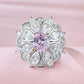 310[BETXUE]S925 Silver Imitation Fireworks Paparacha Oval Pink Ring for Women