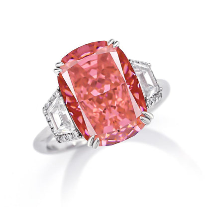 234 [BETXEU] paparacha pink 12 CT S925 all-over silver new high carbon ring