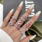 11 [BETXEU JEWELRY W]  High carbon Ring pink collection Engagement ring S925