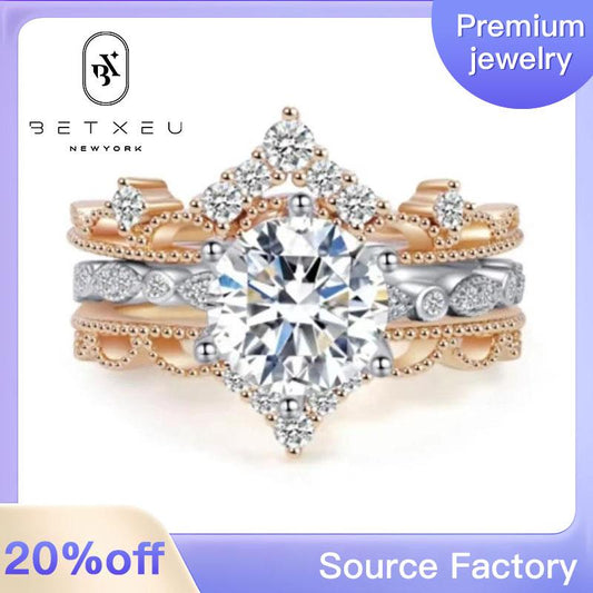 317【BETXEU】Miss Hepburn S925 Silver Moissanite Ring 2 Carats  Latest Design