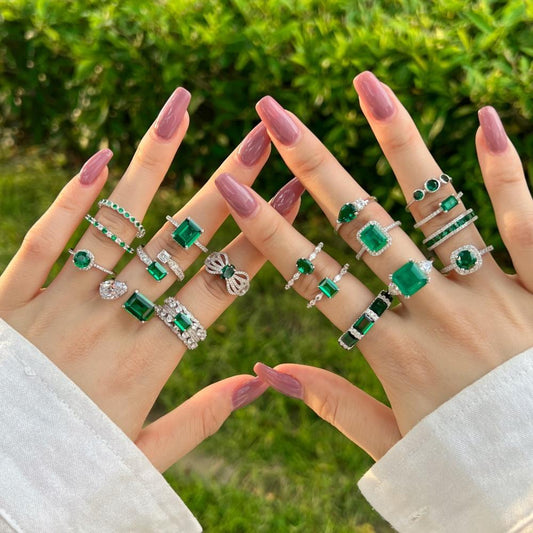 12 [BETXEU JEWELRY W] S925 High carbon Ring GREEN collection Daily