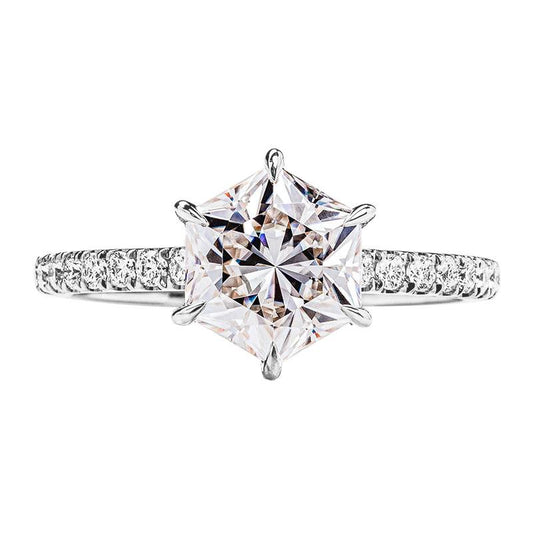 241 [BETXEU]  S925 hexagonal moissanite ring