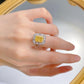 73【BETXEU】2023 S925 Silver 4 Carat Rectangular Fancy Yellow Ice Flower Cut 8*10 High-Carbon RING