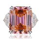 374【BETXEU】Rosy Cheeks Rectangular 15 Carat Sunset Orange-Pink Asher Cut Gemstone S925 Silver ring