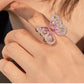 194【B194【 ETXEU】 New Red Powder Butterfly Ring S925 Silver Plated Gold Elegant High-end  Flexible Opening Ring