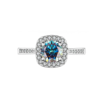 286 [BETXUE ] S925 Silver moissanite 1CT/2CT/3CT  Galaxy classic square ring