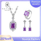 122【BETXEU】Purple set S925 Earrings/ring/necklace high carbon Daily