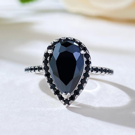 461【BETXEU】Eye of the Storm S925 black pear shape Ring