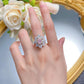 188【BETXEU】S925 pink flower ring high carbon