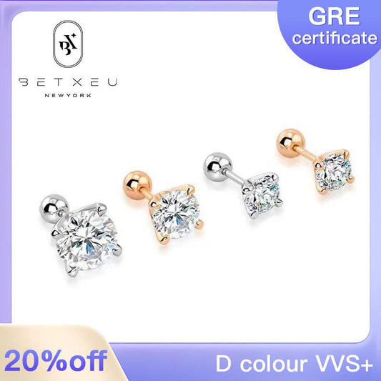 [BETXEU JEWELRY] 1-stone Moissanite Earring with Screw Back