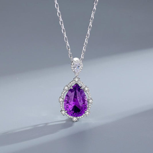 [BETXUE D24] Natural teardrop Amethyst necklace