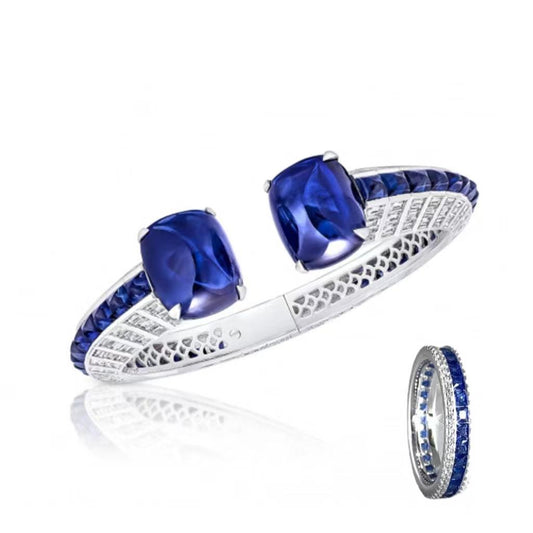 446 【BETXEU】Royal Blue Lucky Sugar S925 bangle and ring