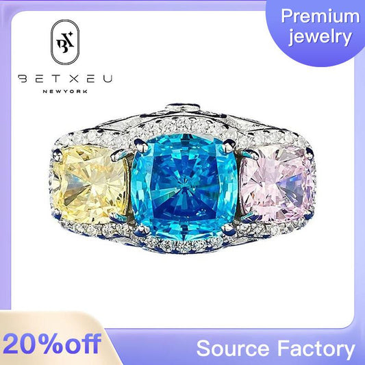 206 [BETXEU ] Personality Full Diamond Contrast Band Ring