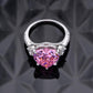 78【BETXEU】Bestseller Heart-Shaped 12*12mm Pink 925 Silver High Carbon Ring