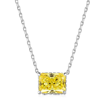 BETXEU】 S925 Ice flower cutting high carbon square necklace